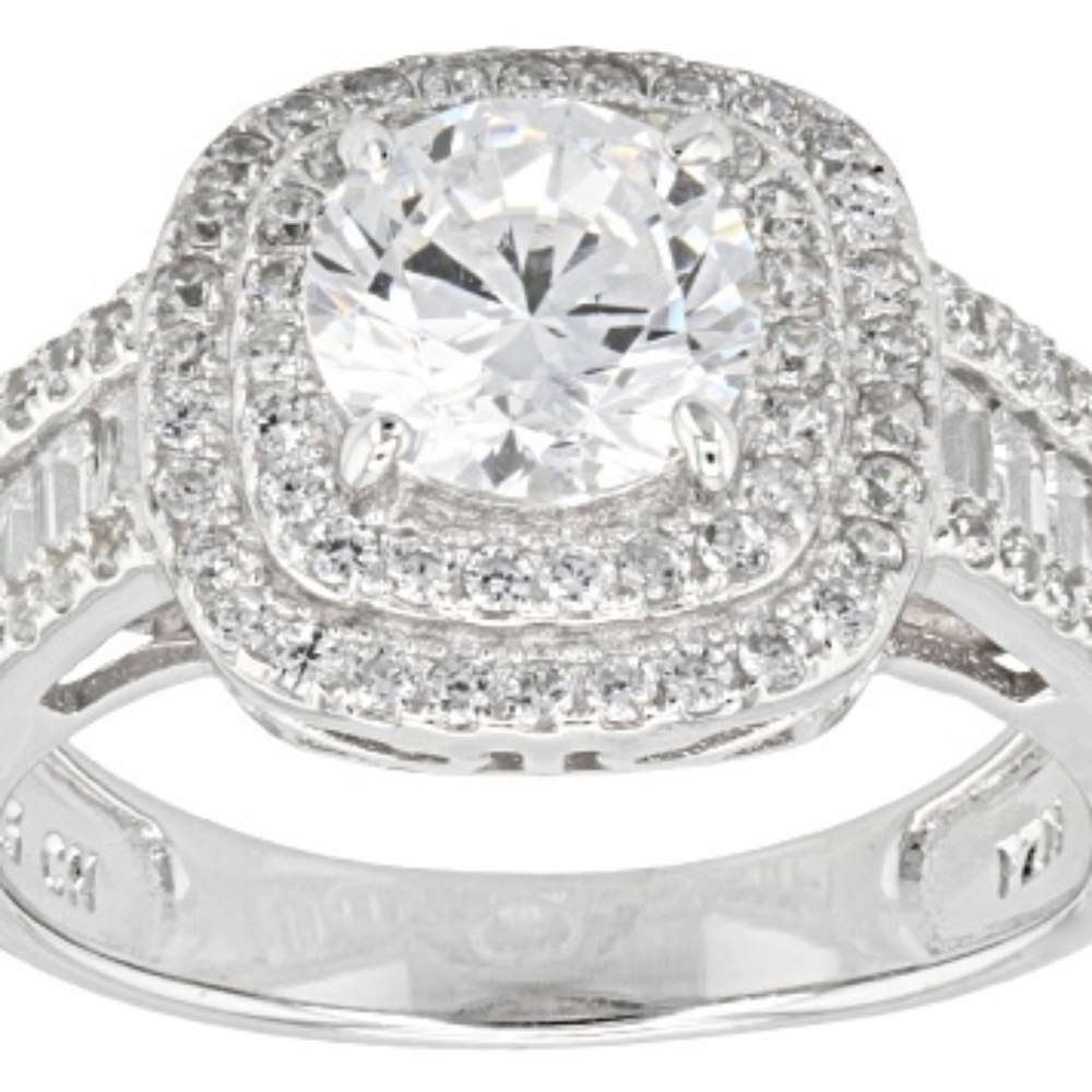 Bella Luce CZ Sterling Silver Halo Mount Ring - 3.77 Ctw - size 9